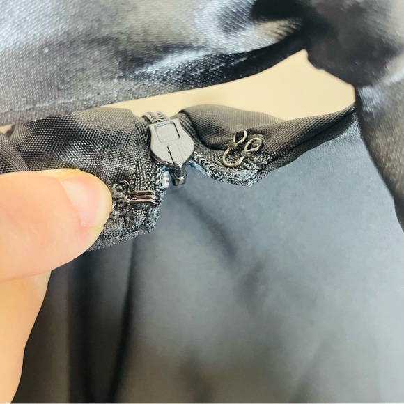 Dave & Johnny full length black chiffon maxi dress womens 10 slits whimsigoth - Picture 5 of 10